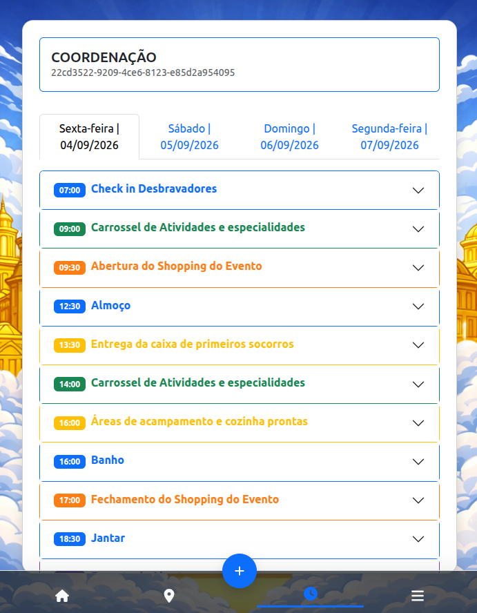 Interface do Cronograma Vivo